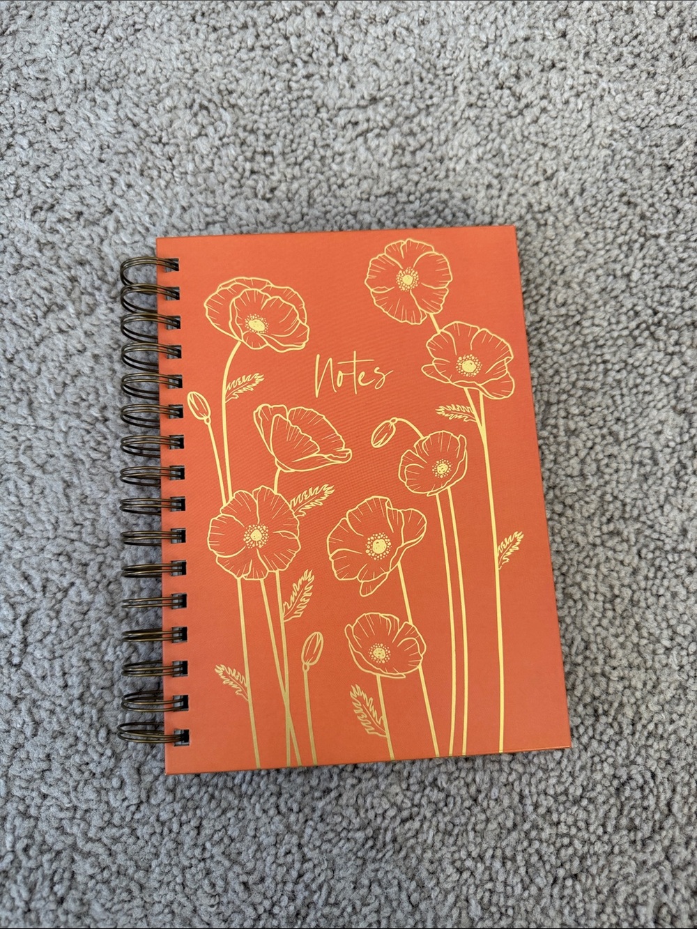 Orange Floral 'Notes' Spiral Notebook
